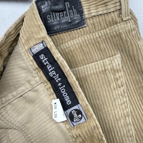 Vintage Levis Corduroy Pants Men's 38x30 Brown Tan Loose Silvertab Baggy 90s - Picture 11 of 12